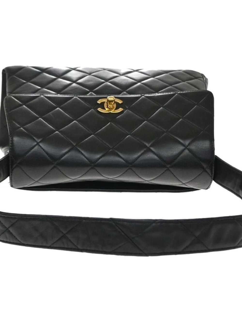 CHANEL CC Logo Matelasse Shoulder Bag Leather Black GHW France Vintage - Picture 5 of 16